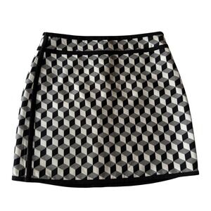 MARCS Geometric‎ Print Mini Skirt Womens 8 Black White Lined